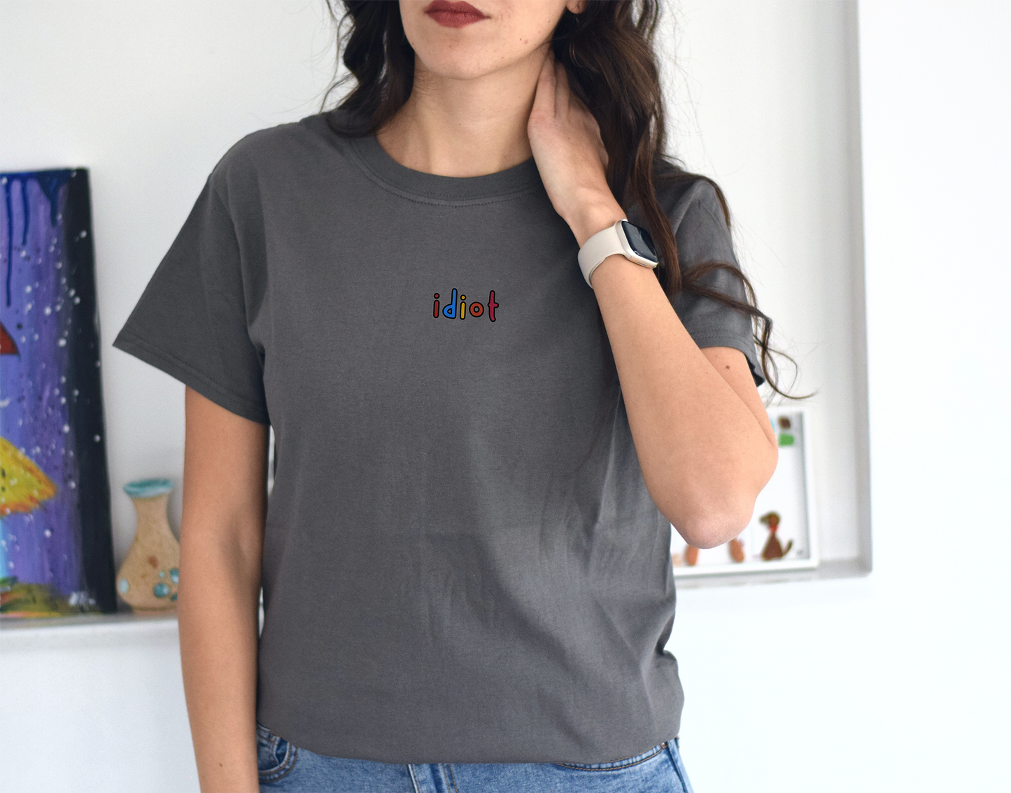 IDIOT - Embroidered Unisex Crew Neck T-Shirt