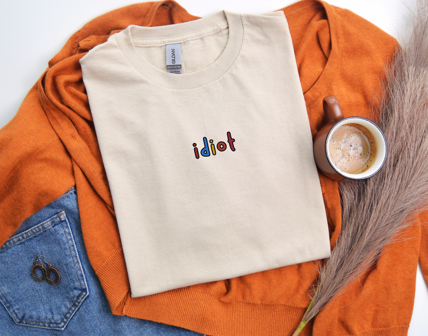 IDIOT - Embroidered Unisex Crew Neck T-Shirt