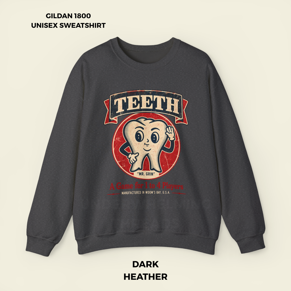 Widow's Bay TEETH Vintage Horror Sweatshirt