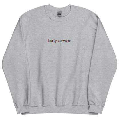 Hiccup Survivor - Embroidered Unisex Crewneck Sweatshirt